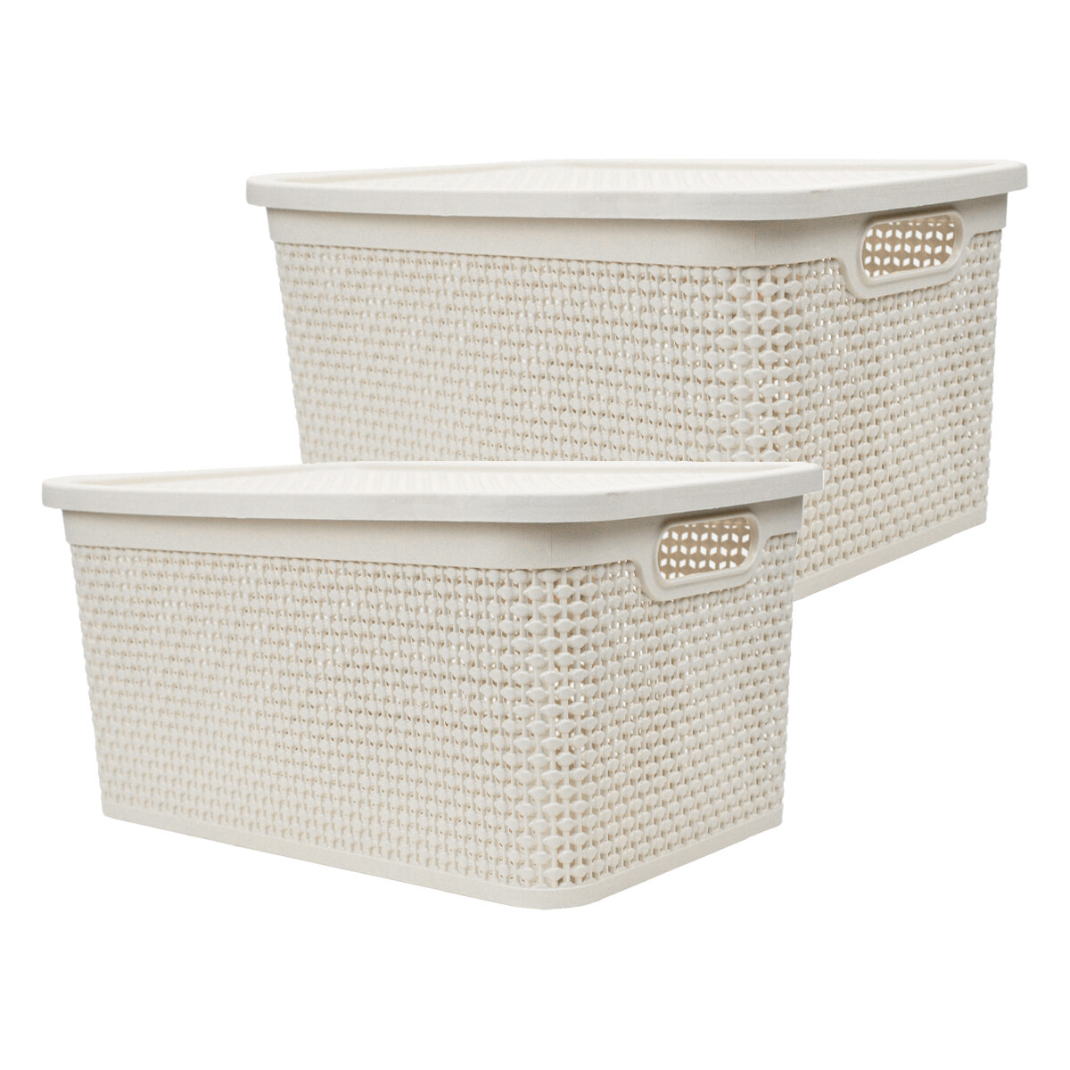 Set x2 Caja simil ratán 15 lts - BEIGE 