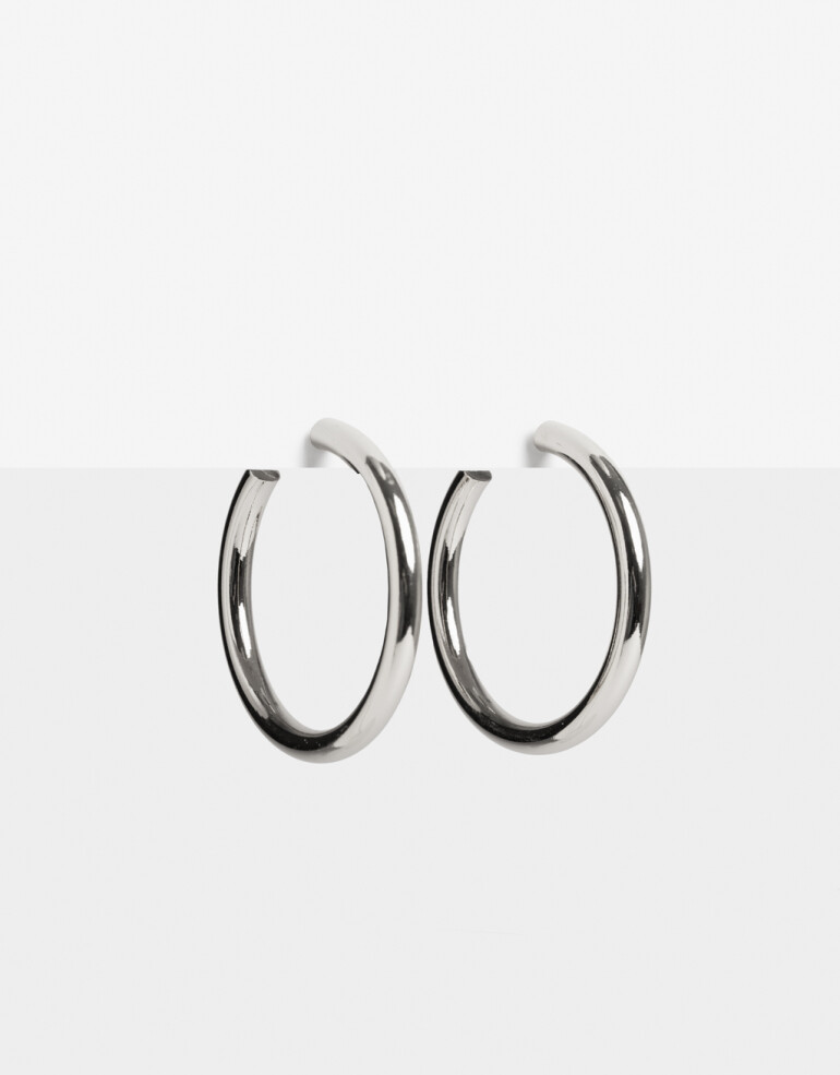 Aros Argollas Metal Argollas Metal Bold - Plateado Rodio