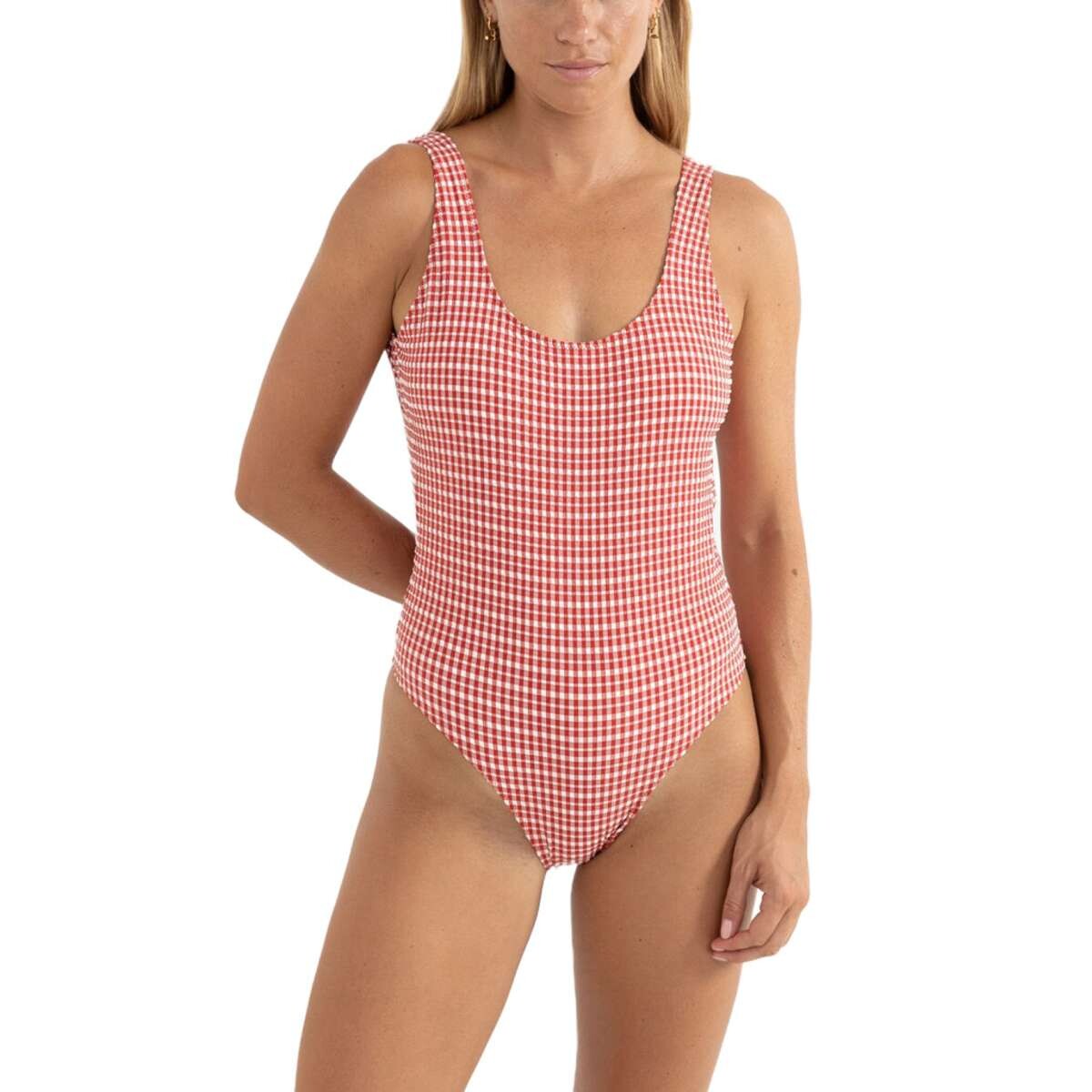 Malla Rhythm Lola Check Scoop Neck - Naranja 