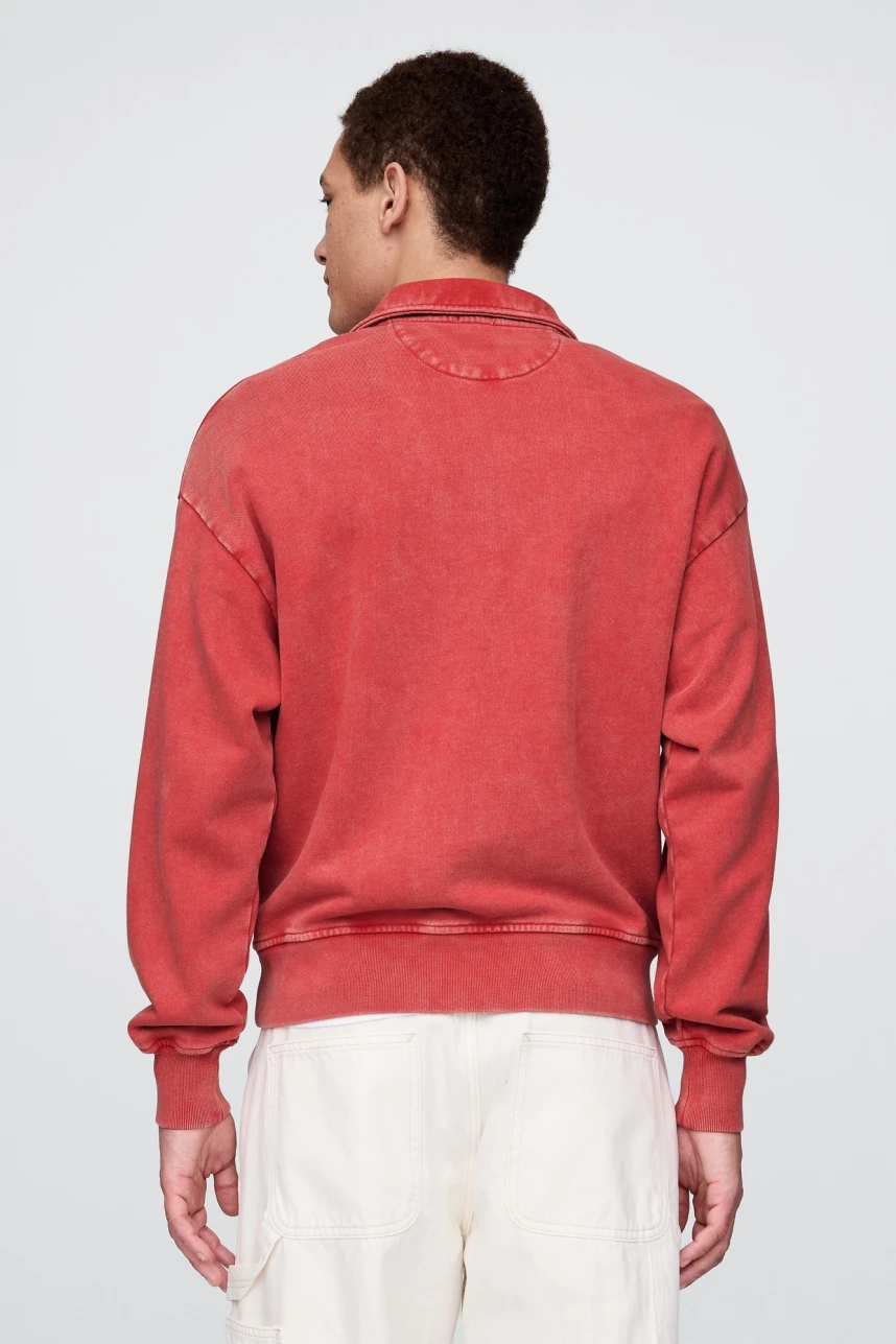 Buzo Deportivo Sin Felpa Medio Cierre Hombre Washed Red