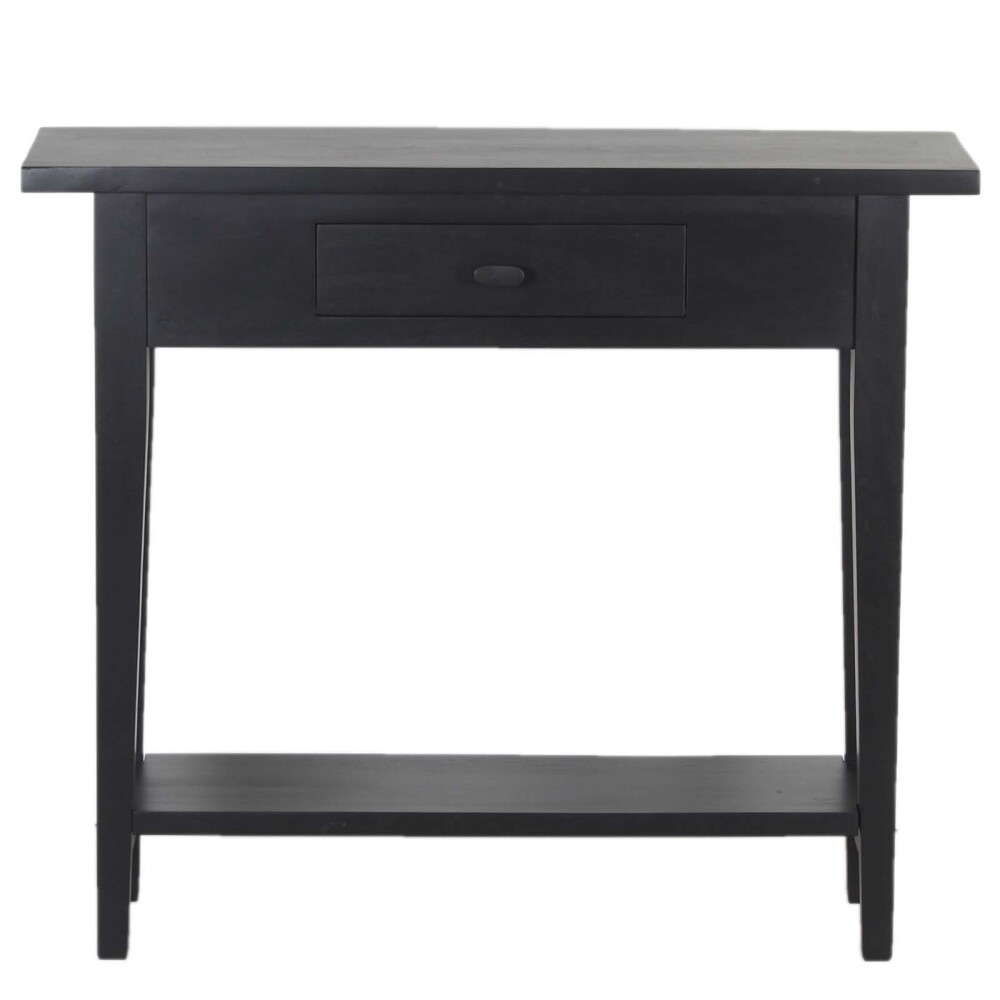 CONSOLA MDF-Y-MADERA NEGRO RETRO