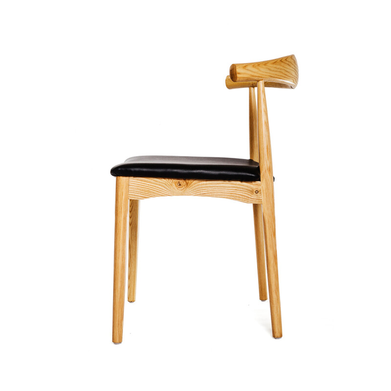 Silla Elbow Natural cuero negro