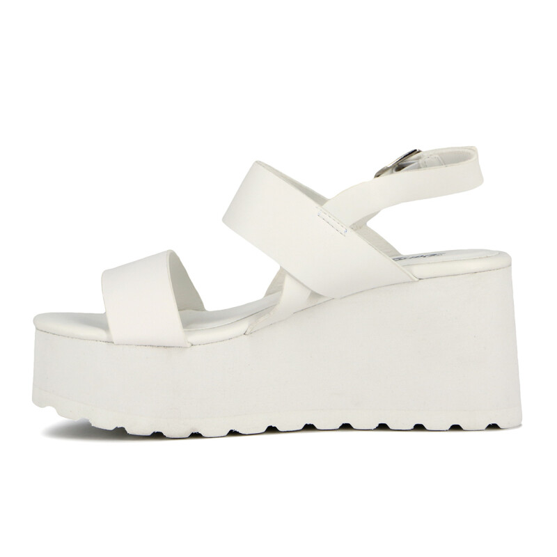 Sandalias Mujer Darkness Plataforma Con Dos Tiras Blanco