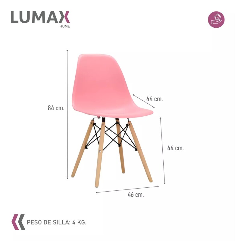 Pack 2 Sillas De Comedor Eames Lumax De Diseño Moderno Con Patas De Madera Rosa