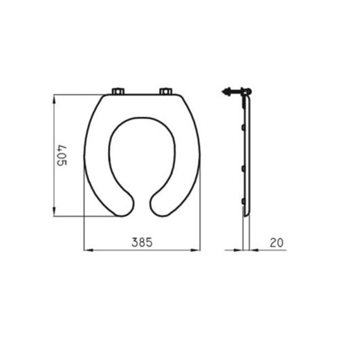 ASIENTO INODORO TAPA ESPACIO BLANCO HDF HERRAJE PLASTICO 000