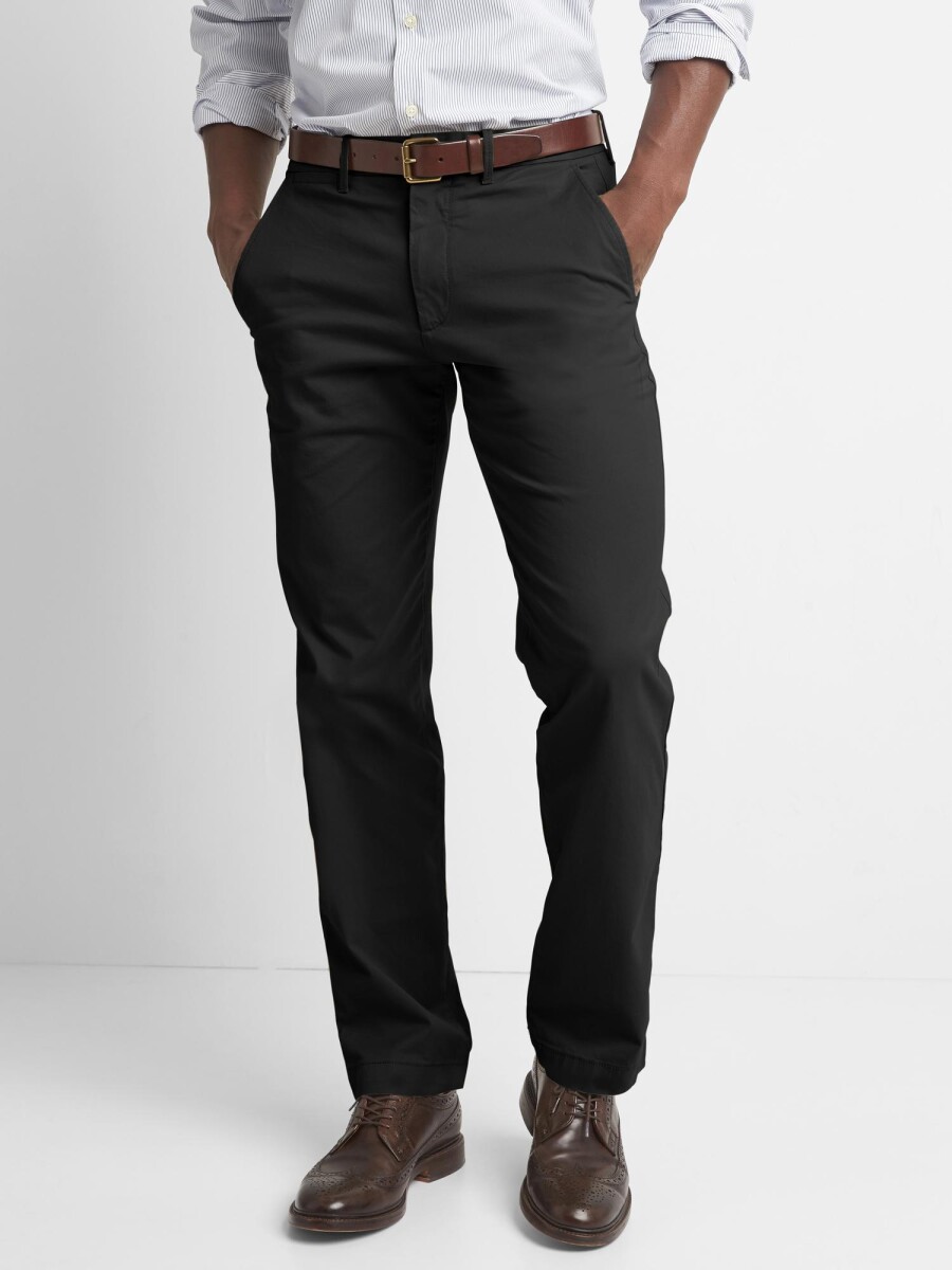Pantalón Khaki Straight Con Stretch Hombre - True Black V2 