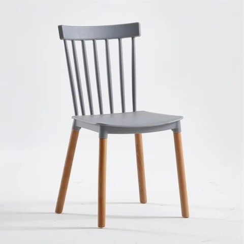 Silla Diseño Windsor con Patas de Madera para Comedor y Jardín - Gris Silla Diseño Windsor con Patas de Madera para Comedor y Jardín - Gris