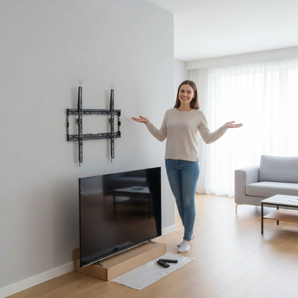 Soporte De Pared Movil Fijo Tele Tv De 32-70" 45 Kg Brateck Color Negro