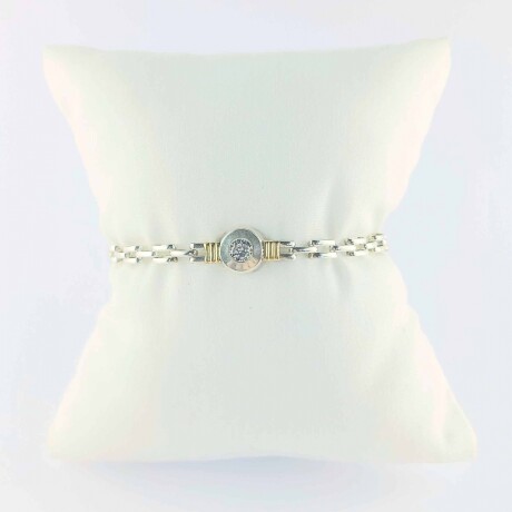 Pulsera de plata 925 con detalles de double en oro 18Ktes y circonia. Pulsera de plata 925 con detalles de double en oro 18Ktes y circonia.