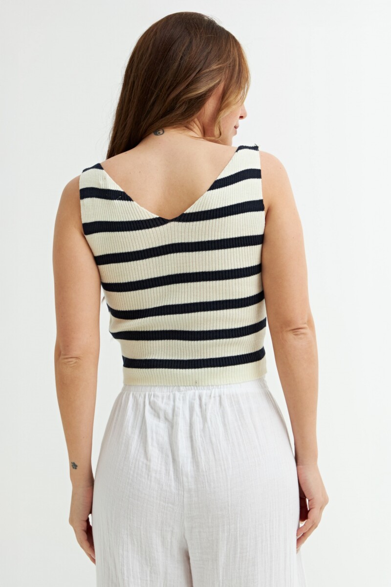 Top tejido rayado NEGRO