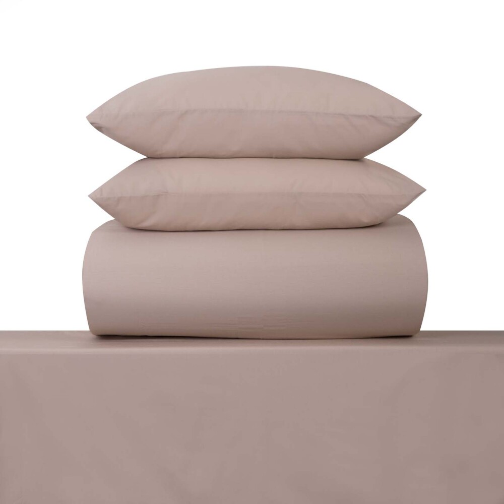 JUEGO DE SÁBANAS 2 PLAZAS ALGODON MARRON COTTON BASIC 180 HILOS TOSTADO