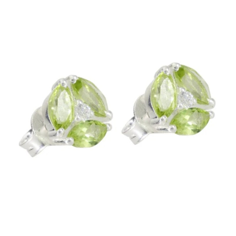 Caravanas Eloisa- Plata rodinada 925-Piedra Topacio blanco y Peridoto-CA2007 Conpiedra