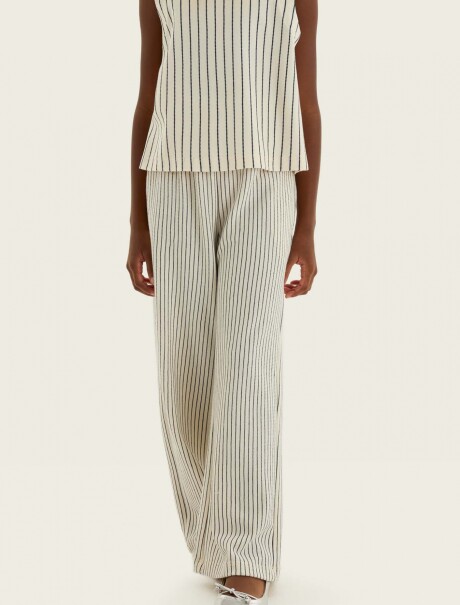 PANTALONES ANCHOS A RAYAS BLANCO