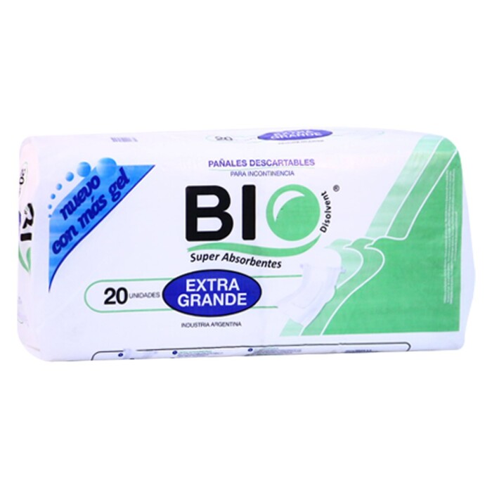 BIO DISOLVENT PAÑAL ADULTO XG PAQ. X 20 única