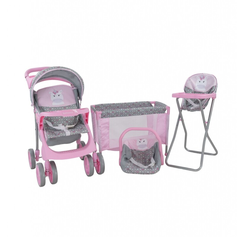 Coche de Muñeca set 4 piezas - Fuscia con rosa Coche de Muñeca set 4 piezas - Fuscia con rosa