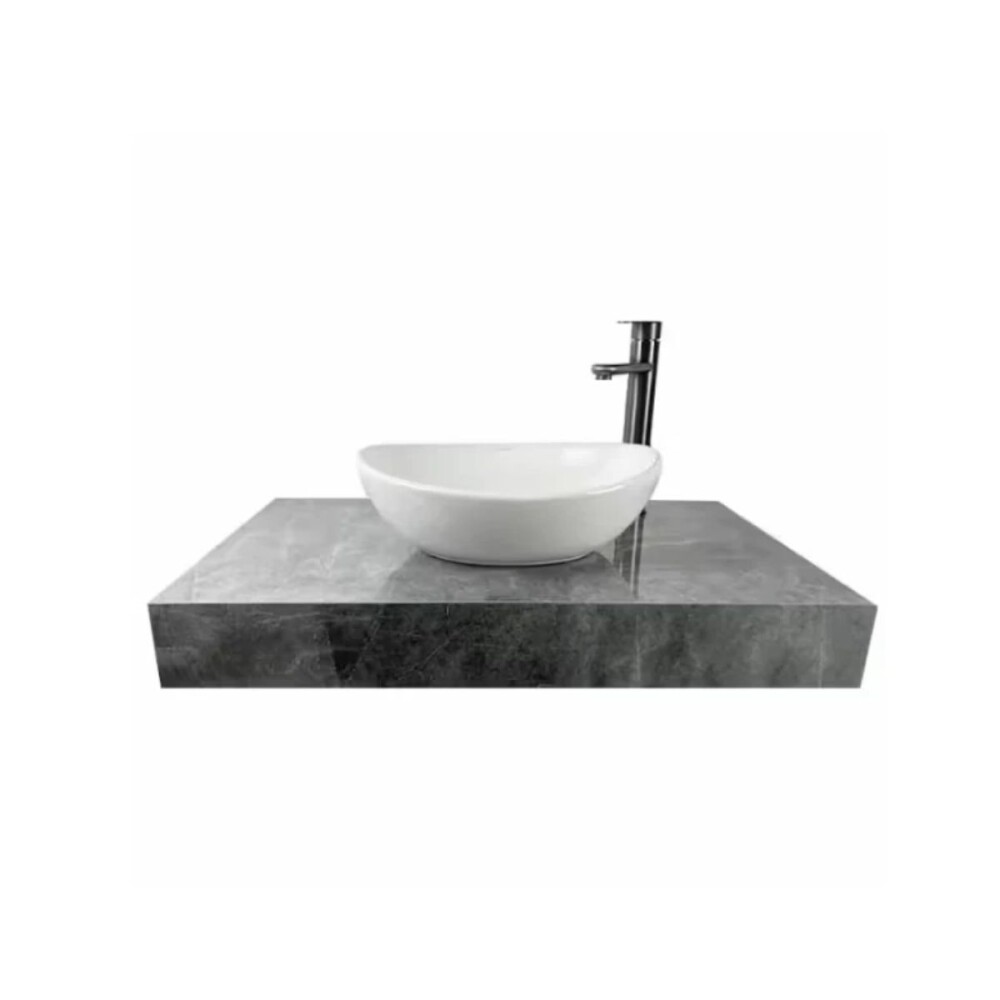 Mesada suspendida en porcelanato PERI 80 Gris Pulido y bacha de loza Mesada Suspendida En Porcelanato Peri 80 Gris Pulido Y Bacha De Loza