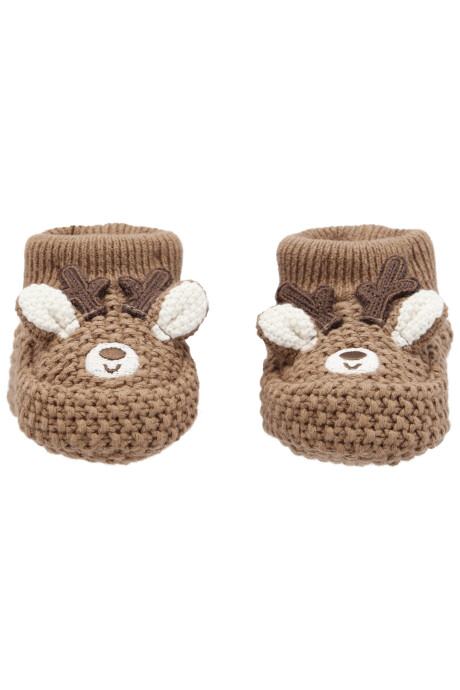 Escarpines a crochet, diseño reno Sin color