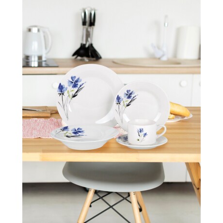 Juego de vajilla One Kitchen en porcelana x 20 piezas Flores Azules