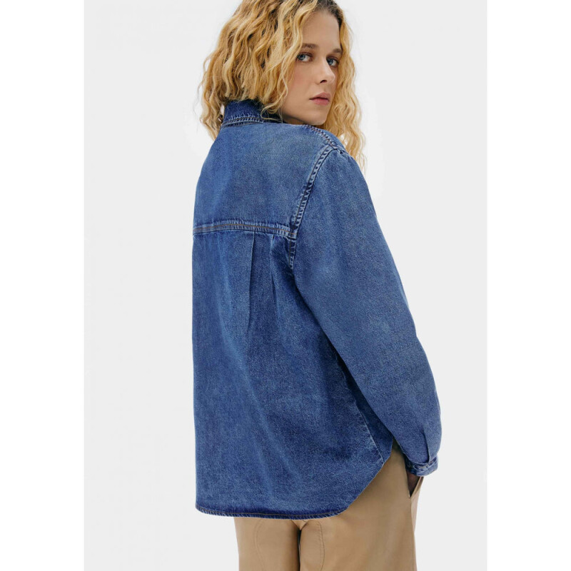 CAMISA ML FEM AZUL ESCURO