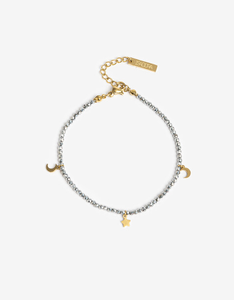 Pulseras Flexibles Piedras Pulsera De Acero Con Canutillos - Dorado