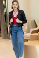 Chaqueta efecto cuero Negro