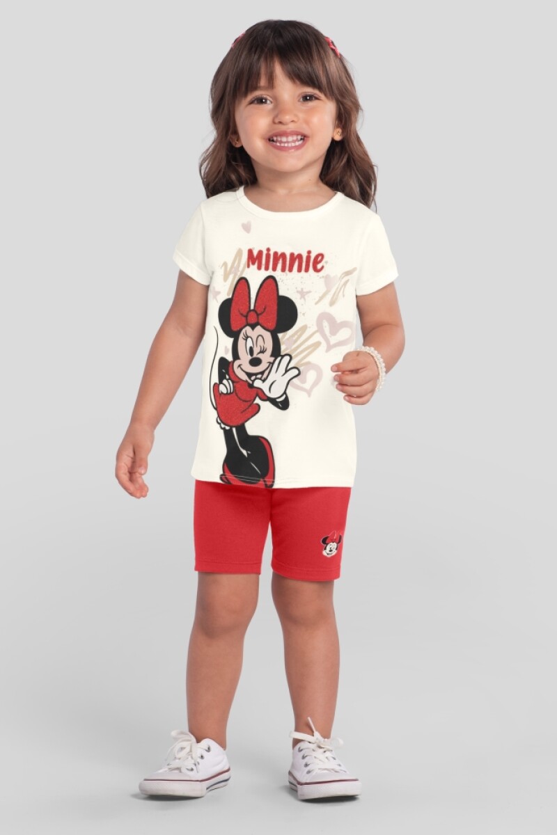 Conjunto infantil Minnie. Beige y Rojo.