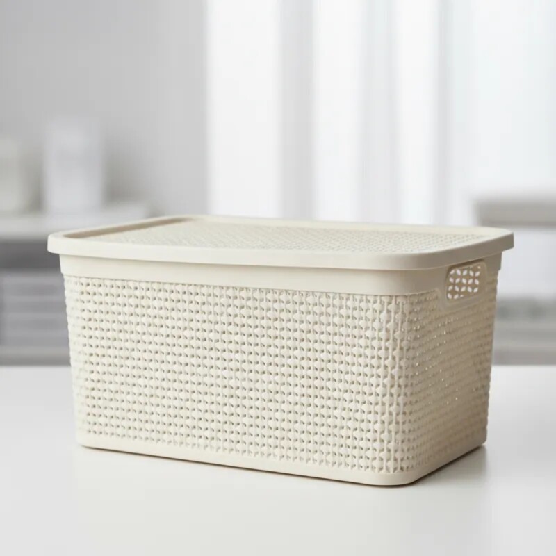 Caja simil ratán 25 lts BEIGE