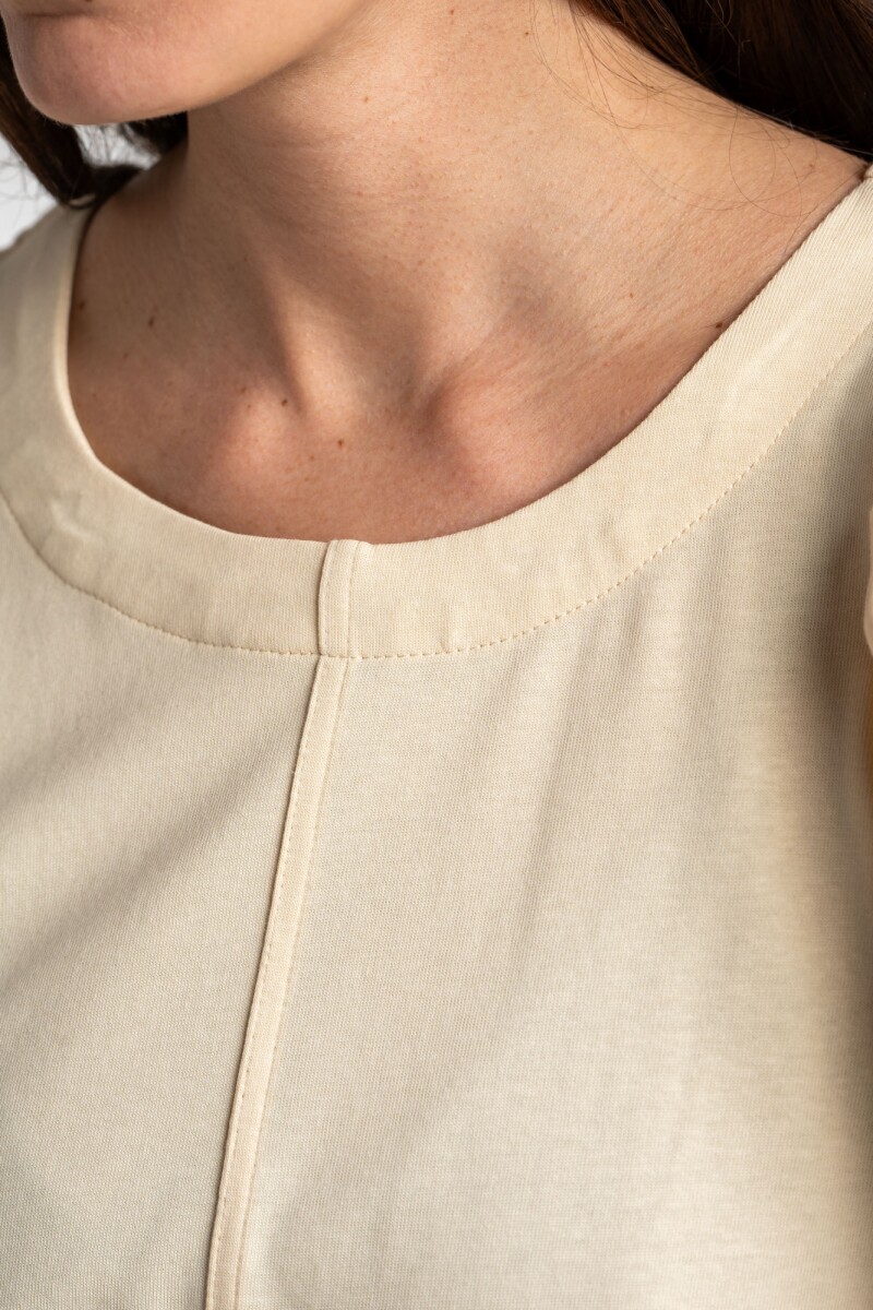 Remera Algodón Manga Globo Beige