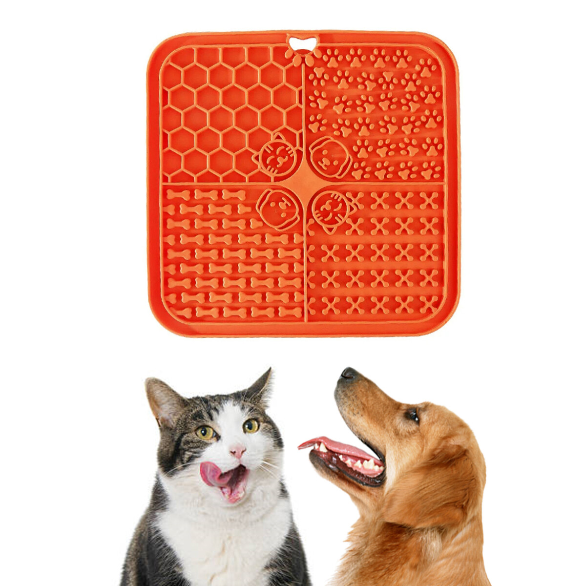 Plato Alfombra Cuadrado Lamer AntiAnsiedad Comida Perro Gato - Variante Color Naranja 