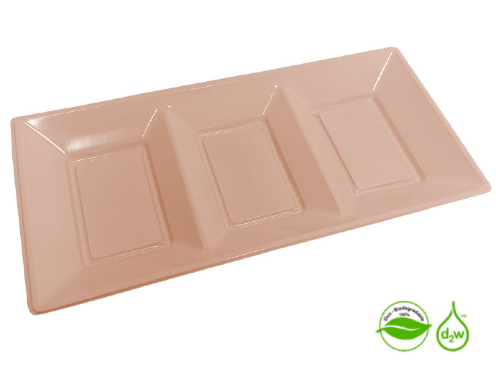 Bandeja Biodegradable Rectangular x3 Unidades - Durazno 