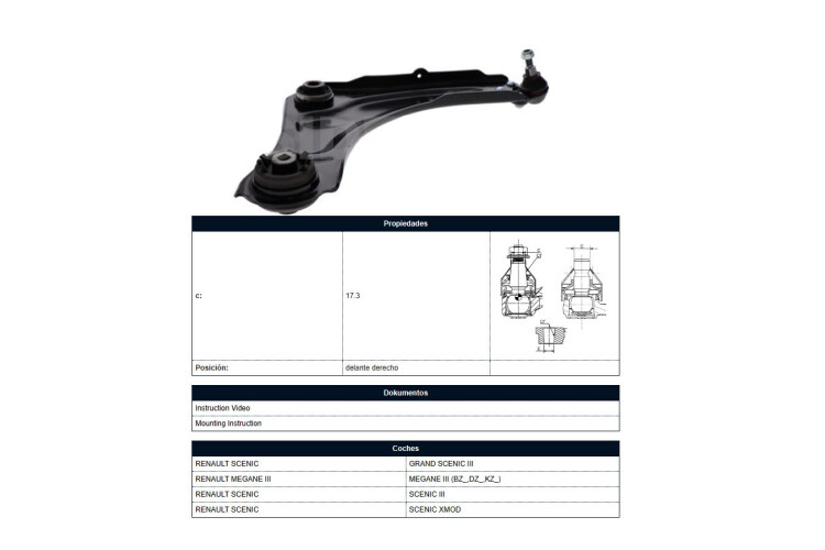 Parilla De Suspension Delantera Renault Megane 08-10 Der Parilla De Suspension Delantera Renault Megane 08-10 Der