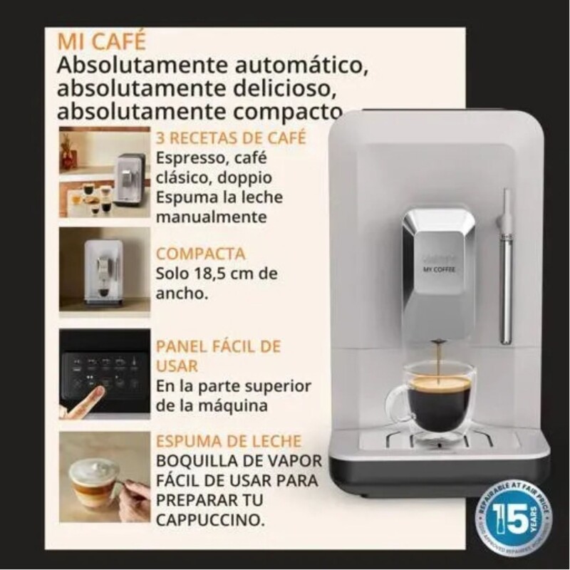 Cafetera Superautomática Krups My Coffee Steam | Espuma de Leche y Molinillo Cafetera Superautomática Krups My Coffee Steam | Espuma de Leche y Molinillo