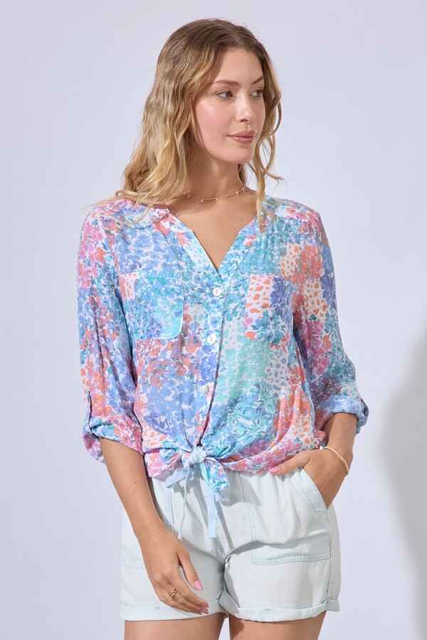 Blusa Gasa Print MULTI/ANARANJADO