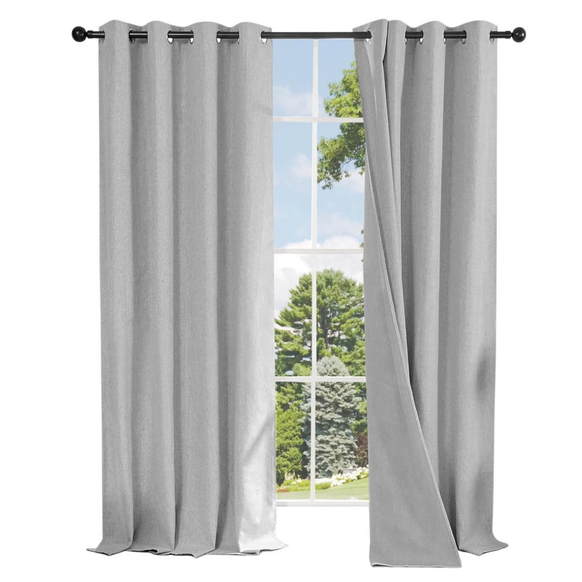 Cortina 100% Blackout 2Paños 140x220 Textura Lino Doble Faz - Variante Color Gris 