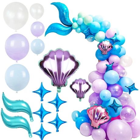 Set Globos N17 Sirena 87p Decoración Arco Cumpleaños Set Globos N17 Sirena 87p Decoración Arco Cumpleaños