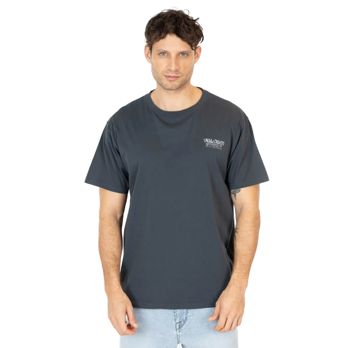 Remera Volcom Oversize Time Wave Custom - Gris 