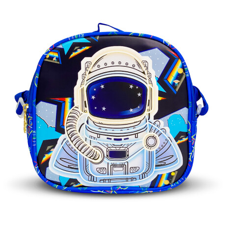 Mochila Escolar 3en1 Lunchera + Cartuchera Infantil Azul Astronauta