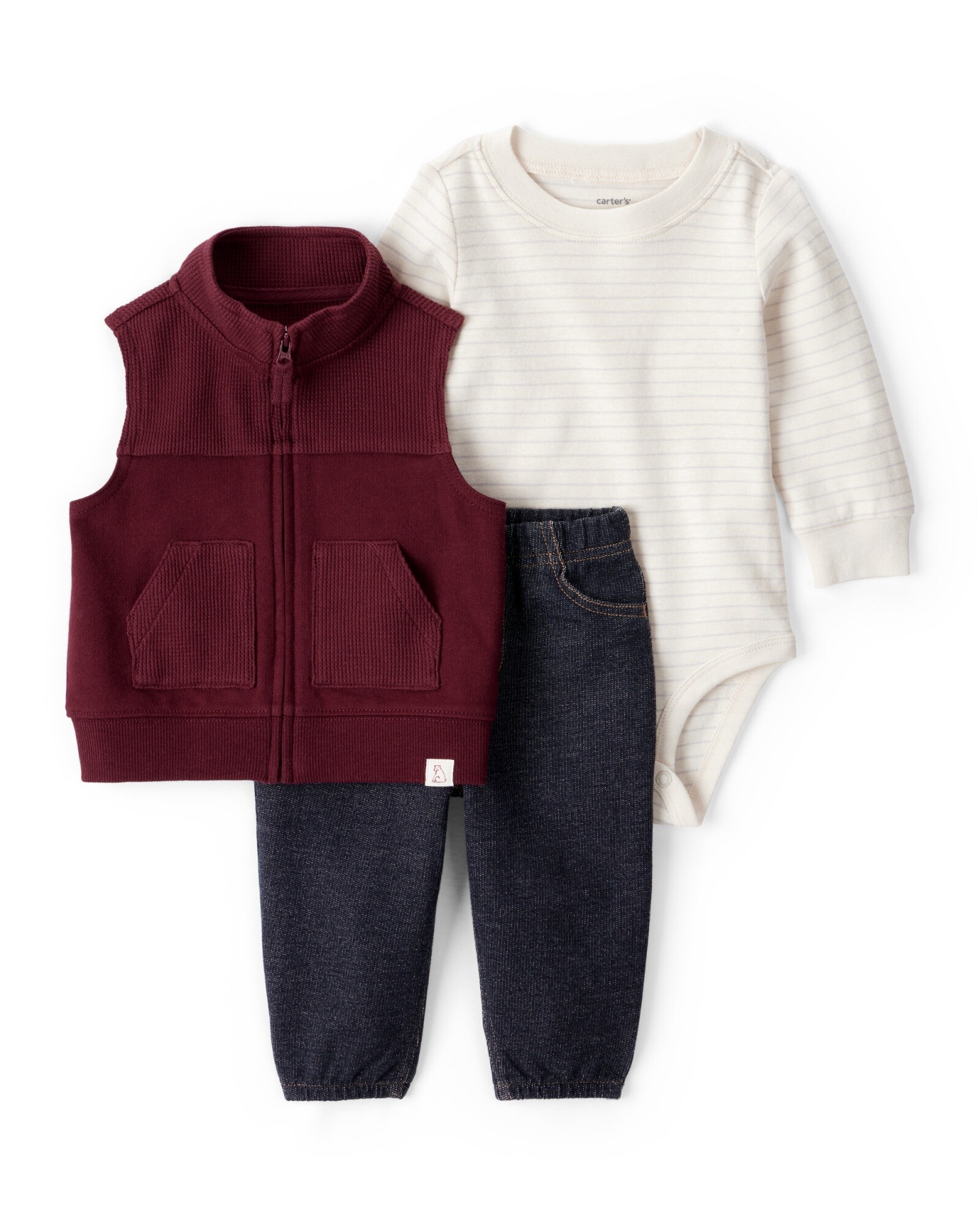 Set tres piezas de algodón, chaleco, pantalón y body Sin color