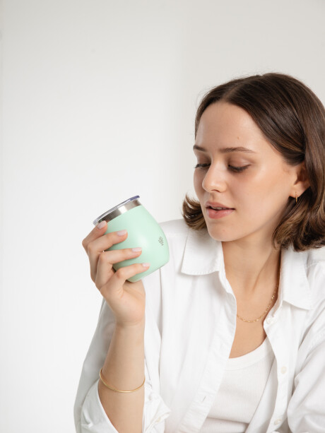 Mate Acero Inox. con Tapa Verde Agua