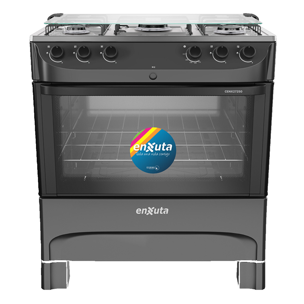 COCINA SUPERGAS 5 HORNALLAS NEGRA CON TERMOCUPLA ENXUTA CENX27250NG 