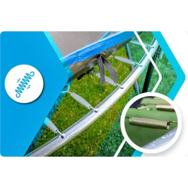 Cama Elástica THUNDER®️ 245 cm con Red y Escalera AZUL