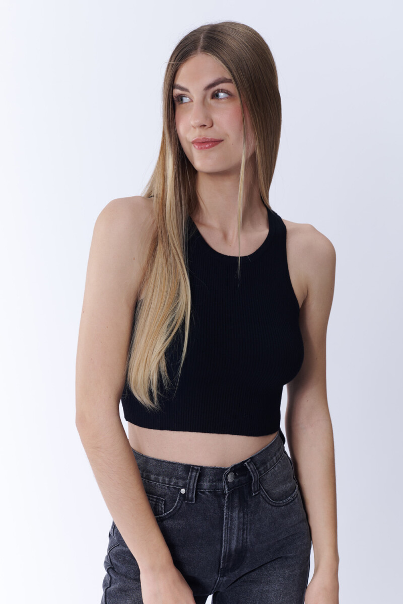 Top punto rib - Negro 