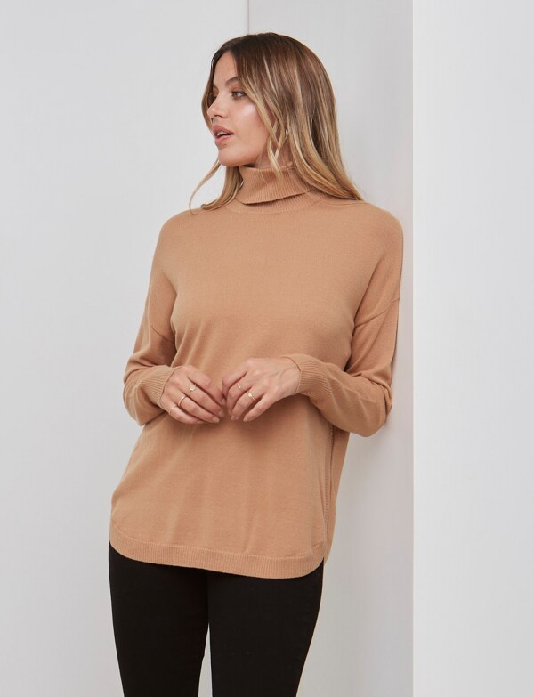 Polera Detalle Rib TOSTADO