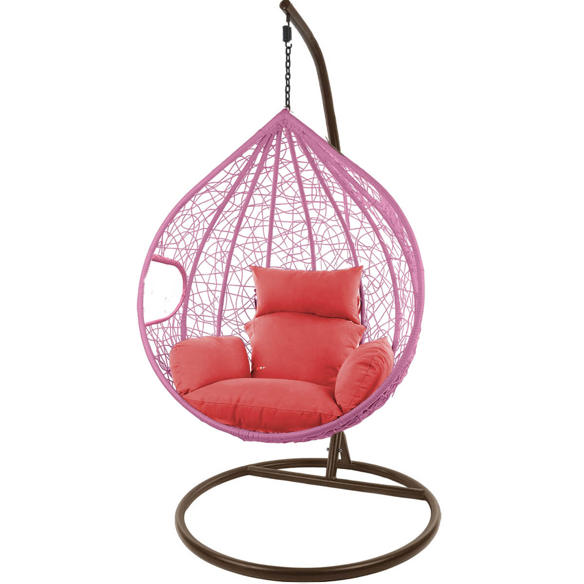 Hamaca Nido Colgante C/ Base Metal y Apoya Pie Jardín - Rosa 