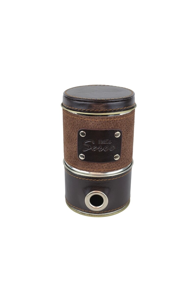 Yerbera forrada con dispensador Marron