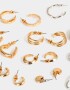 Aros Argollas Set Metal Aros Argollas Sets - Combinacion Bicolor