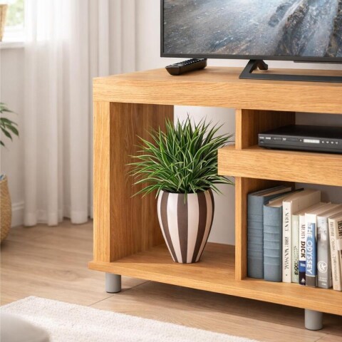 Rack TV hasta 42" Living Moderno 117cm - MDP 15mm con Nichos y Patas - Color Cinamomo Rack TV hasta 42" Living Moderno 117cm - MDP 15mm con Nichos y Patas - Color Cinamomo