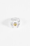 Anillo flor piedra plateado