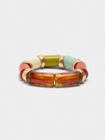Pulsera Elástica De Cuentas Cilíndricas multicolor