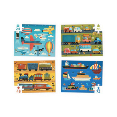 Set x 4 Puzzle Crocodile Creek 24 / 36 / 48 / 72 Piezas Vehiculos